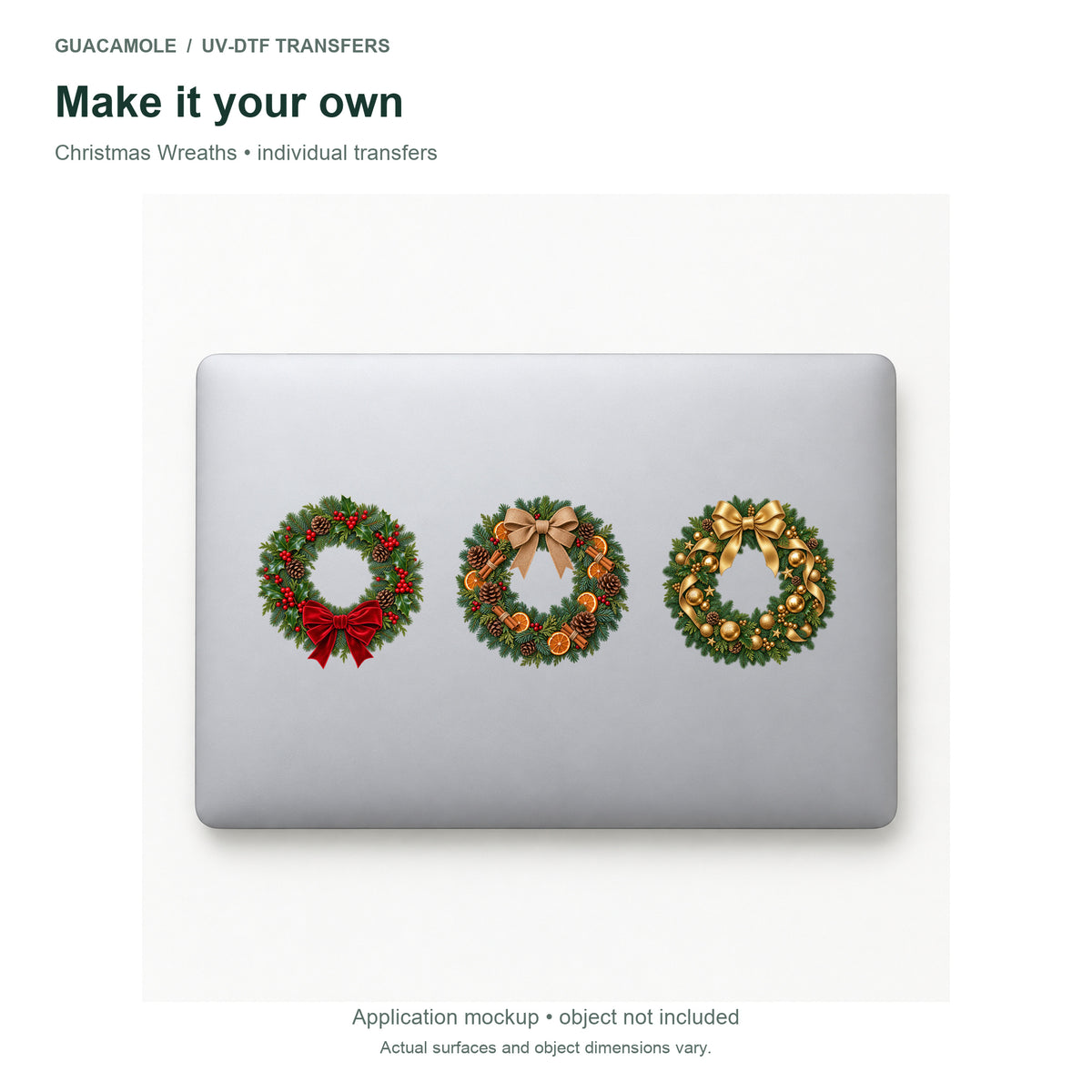 Christmas Wreaths — Three designs on a laptop