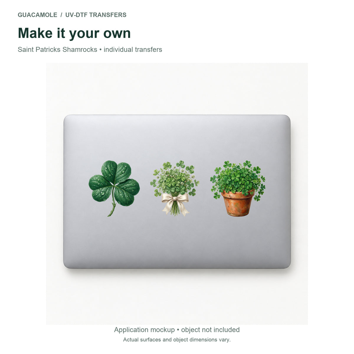 Saint Patricks Shamrocks — Three designs on a laptop