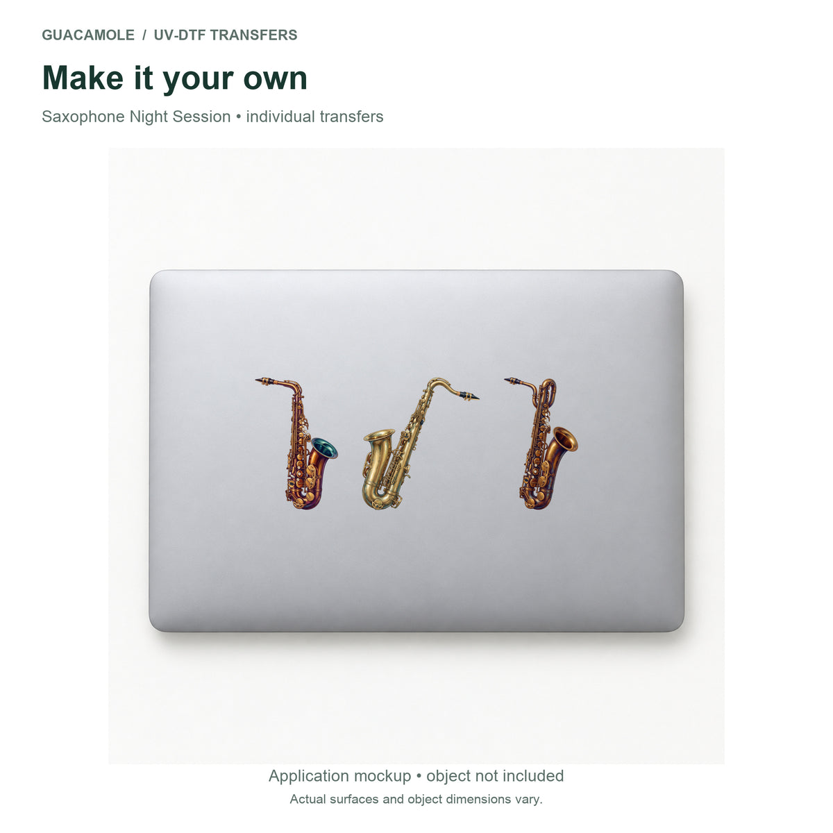 Saxophone Night Session — Three designs on a laptop