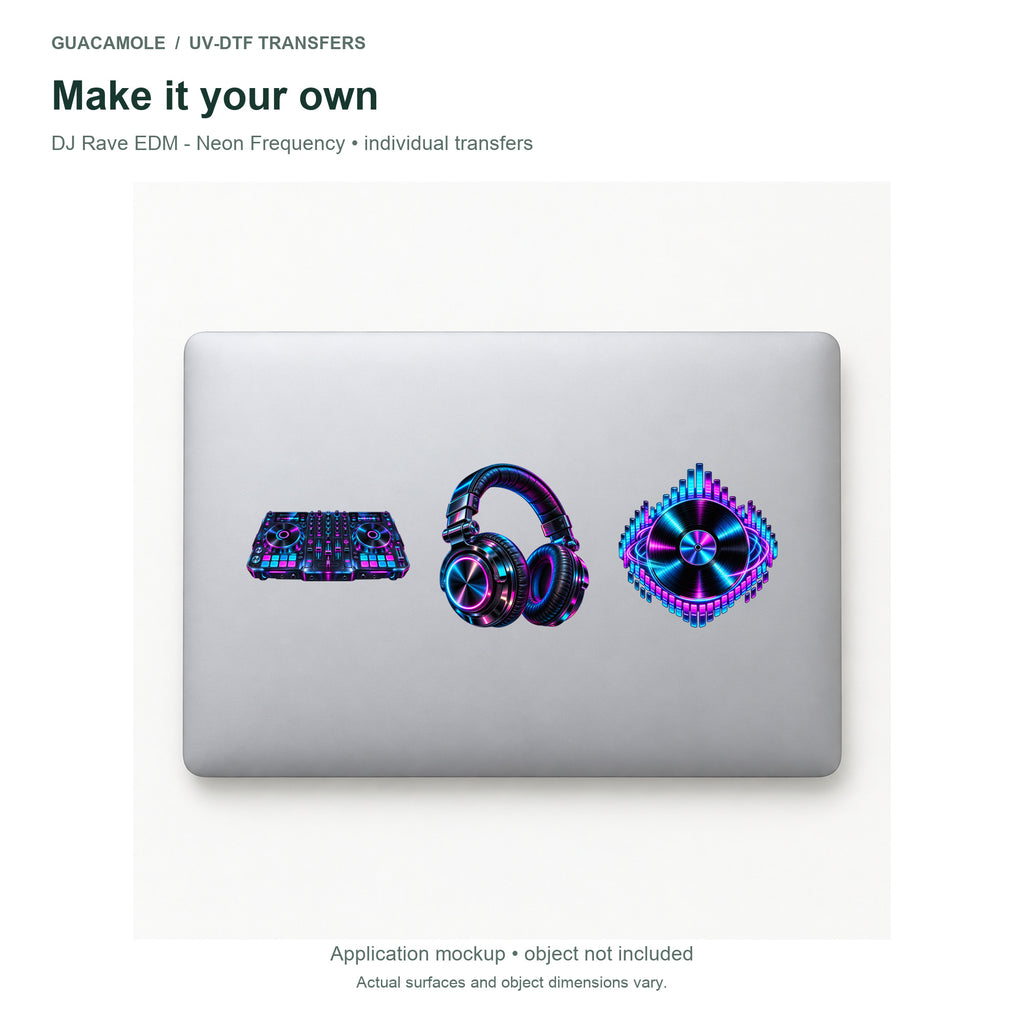DJ Rave EDM - Neon Frequency — Three designs on a laptop