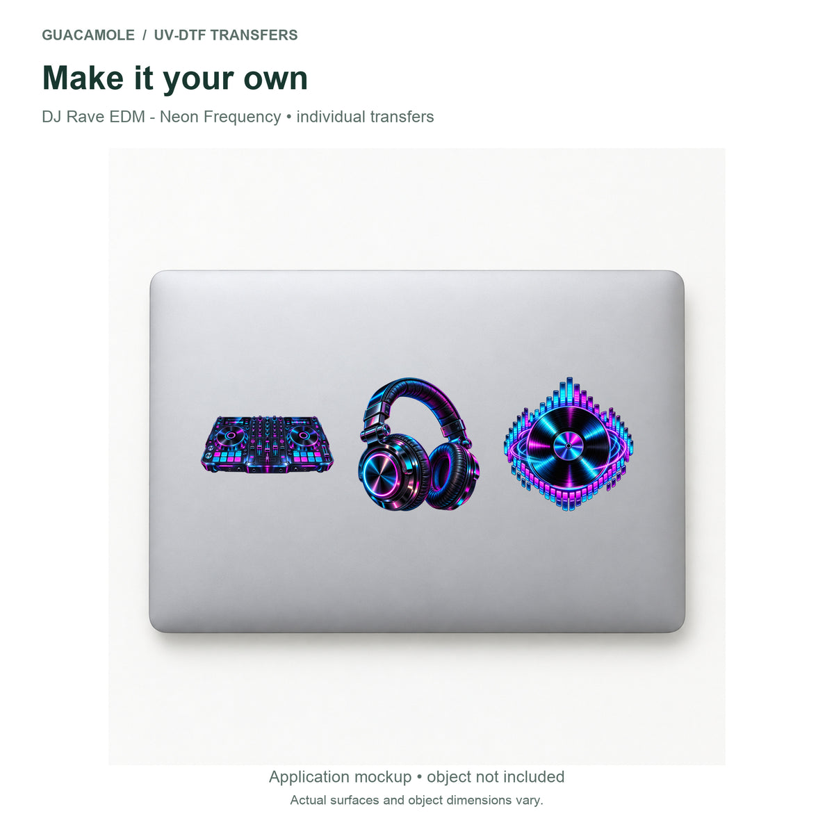 DJ Rave EDM - Neon Frequency — Three designs on a laptop