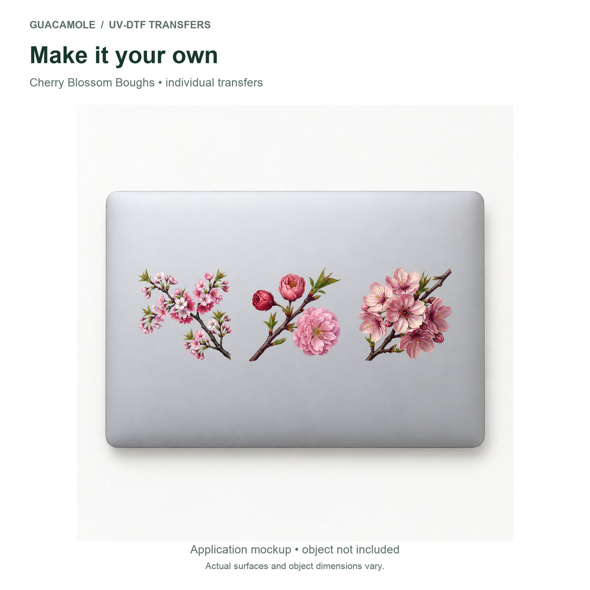 Cherry Blossom Boughs — Three designs on a laptop