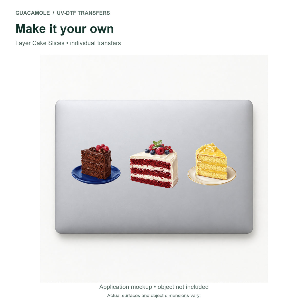 Layer Cake Slices — Three designs on a laptop