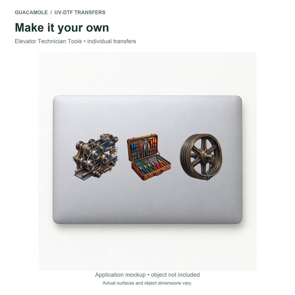 Elevator Technician Tools — Three designs on a laptop
