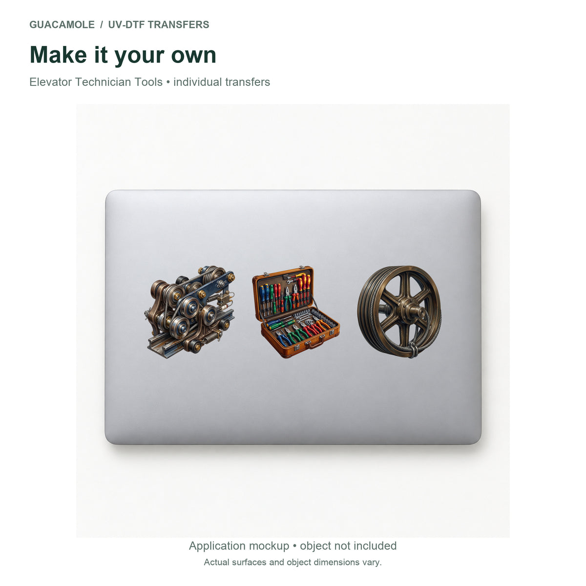 Elevator Technician Tools — Three designs on a laptop