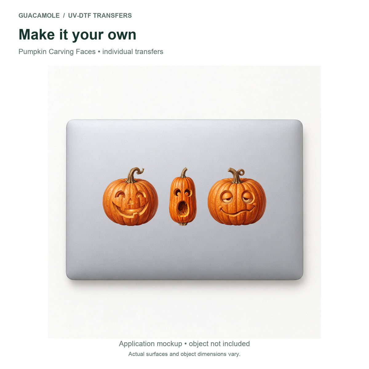 Pumpkin Carving Faces — Three designs on a laptop