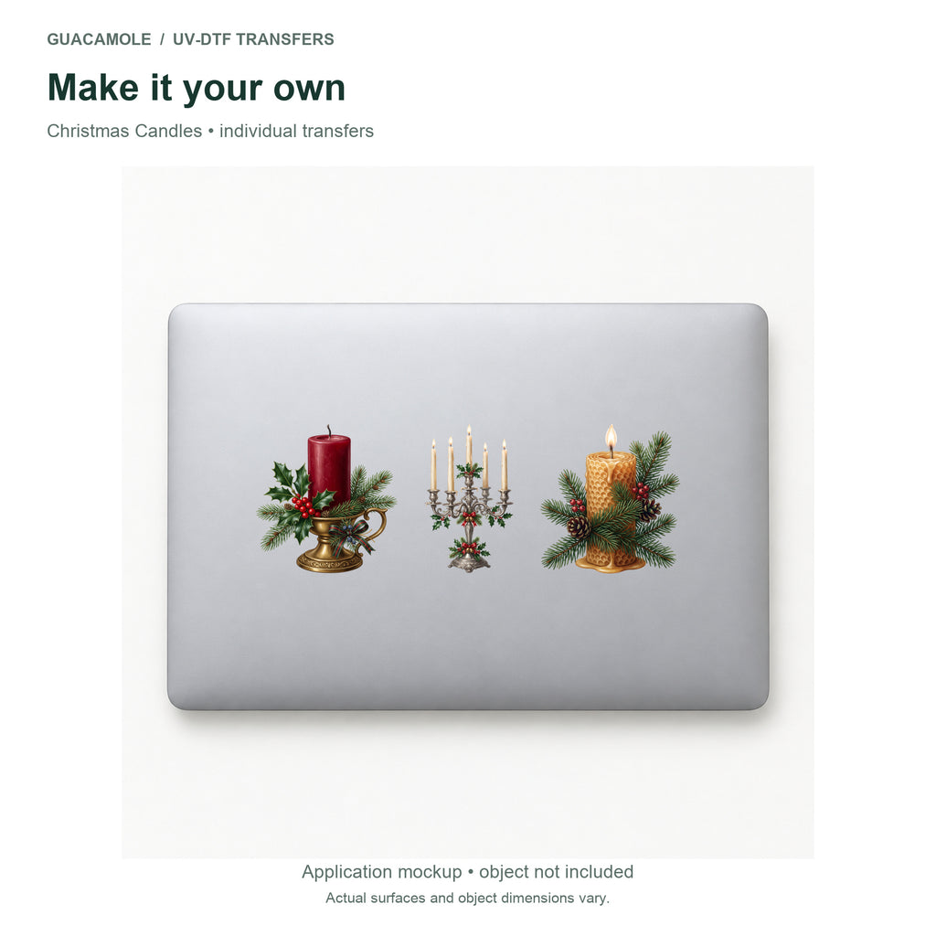 Christmas Candles — Three designs on a laptop