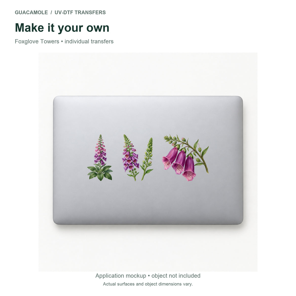 Foxglove Towers — Three designs on a laptop