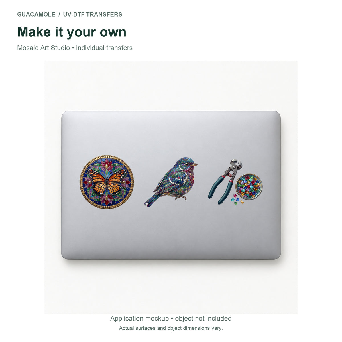 Mosaic Art Studio — Three designs on a laptop