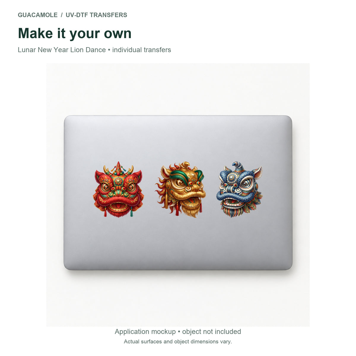 Lunar New Year Lion Dance — Three designs on a laptop