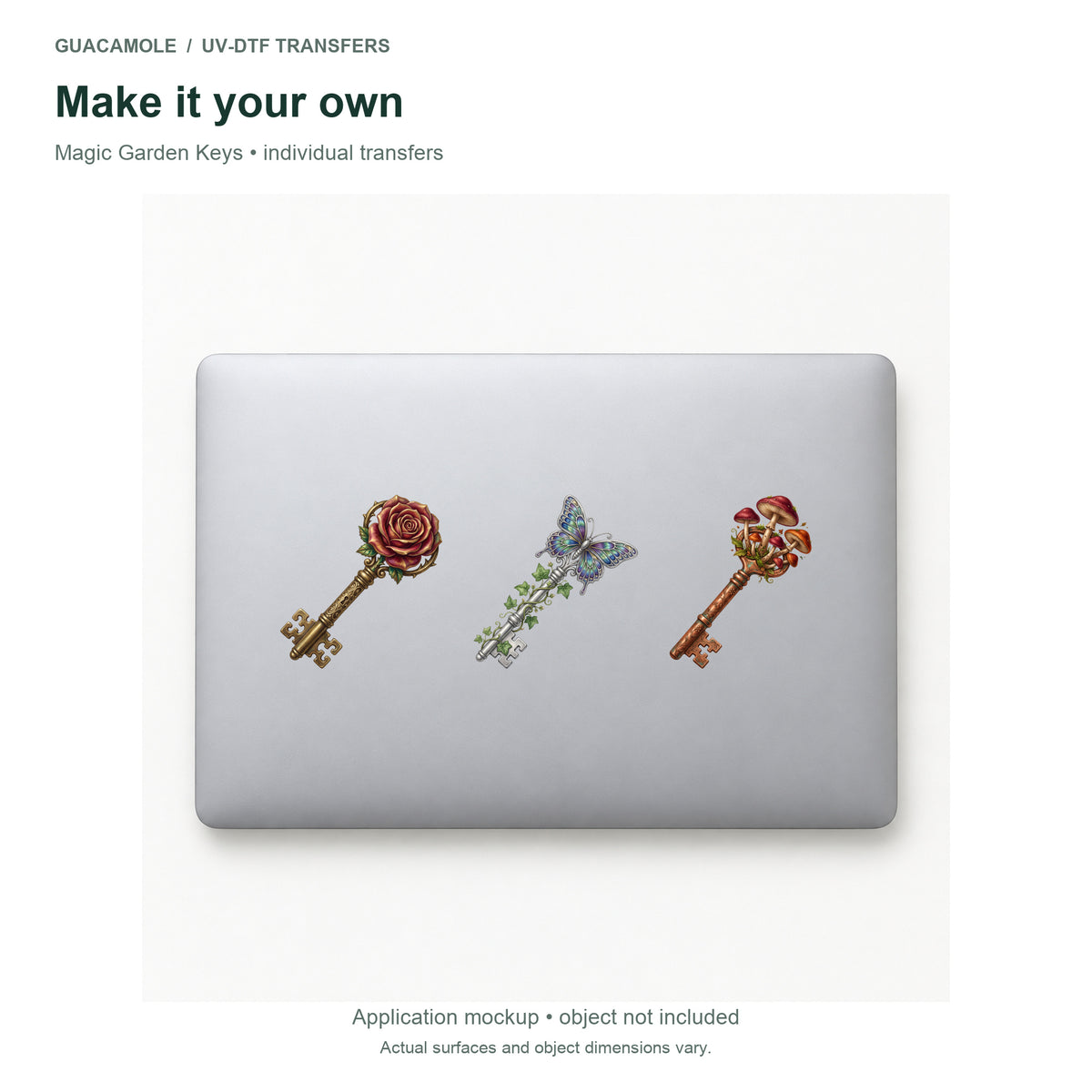 Magic Garden Keys — Three designs on a laptop
