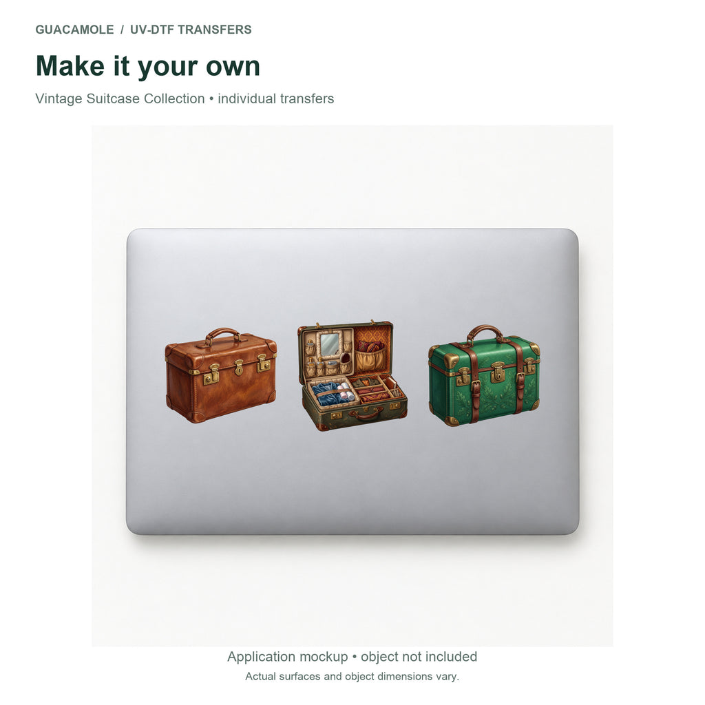 Vintage Suitcase Collection — Three designs on a laptop