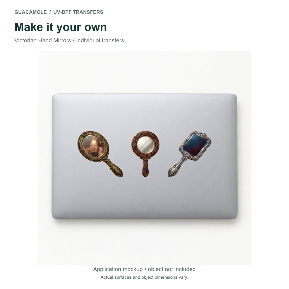 Victorian Hand Mirrors — Three designs on a laptop