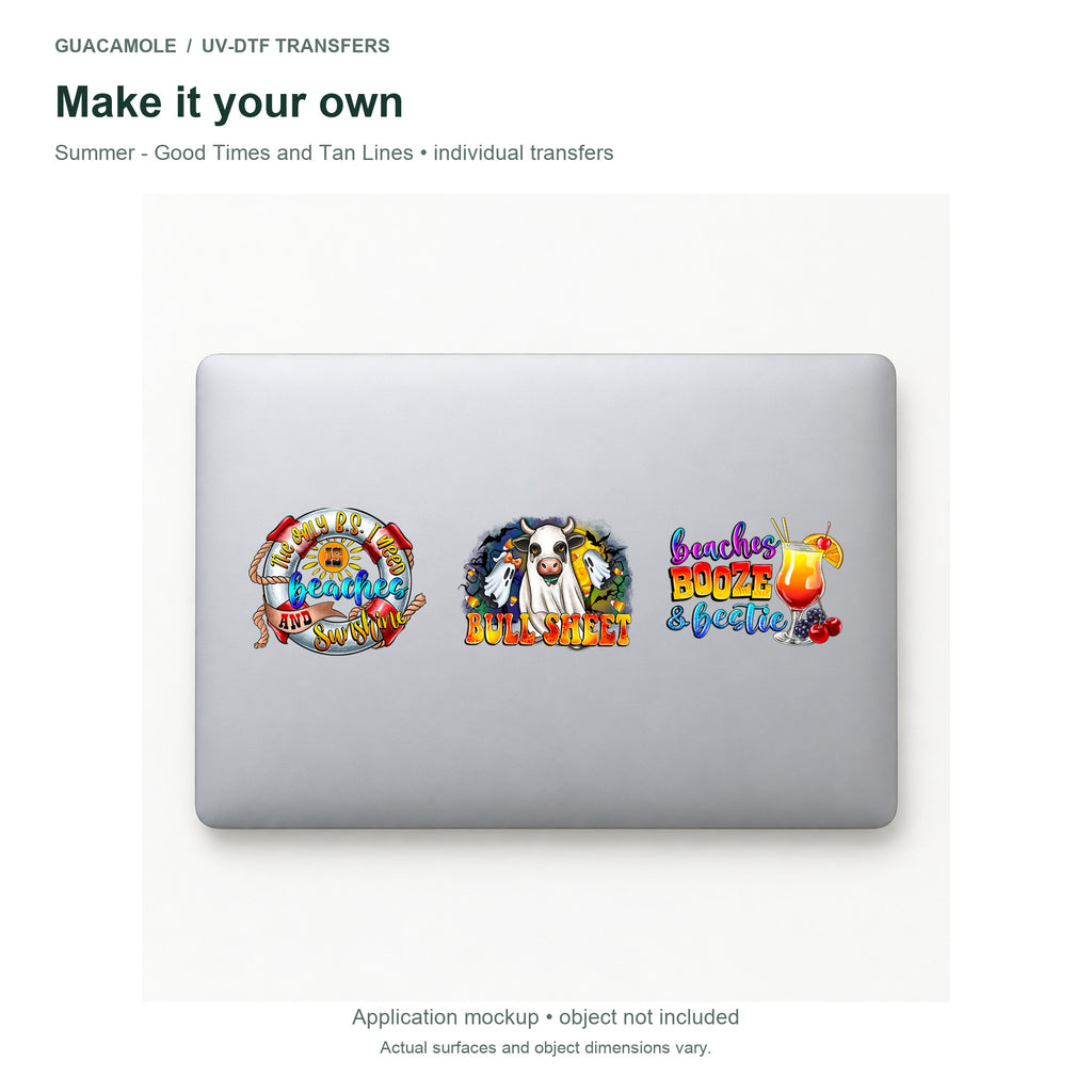 Summer - Good Times and Tan Lines — Three designs on a laptop