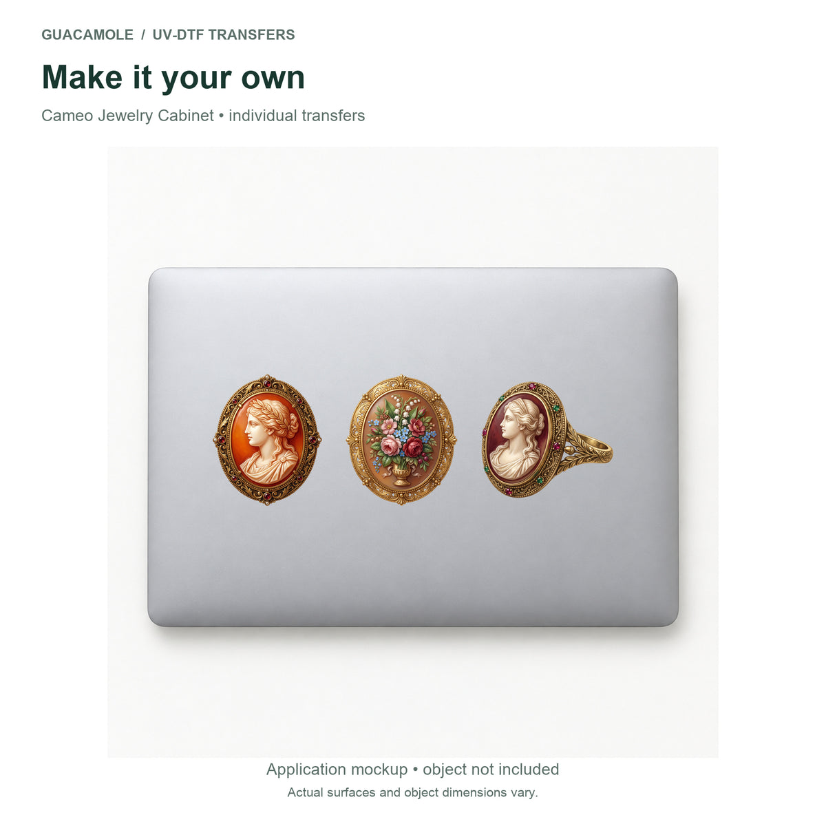 Cameo Jewelry Cabinet — Three designs on a laptop