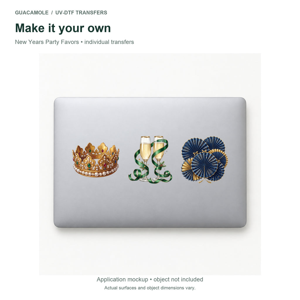 New Years Party Favors — Three designs on a laptop