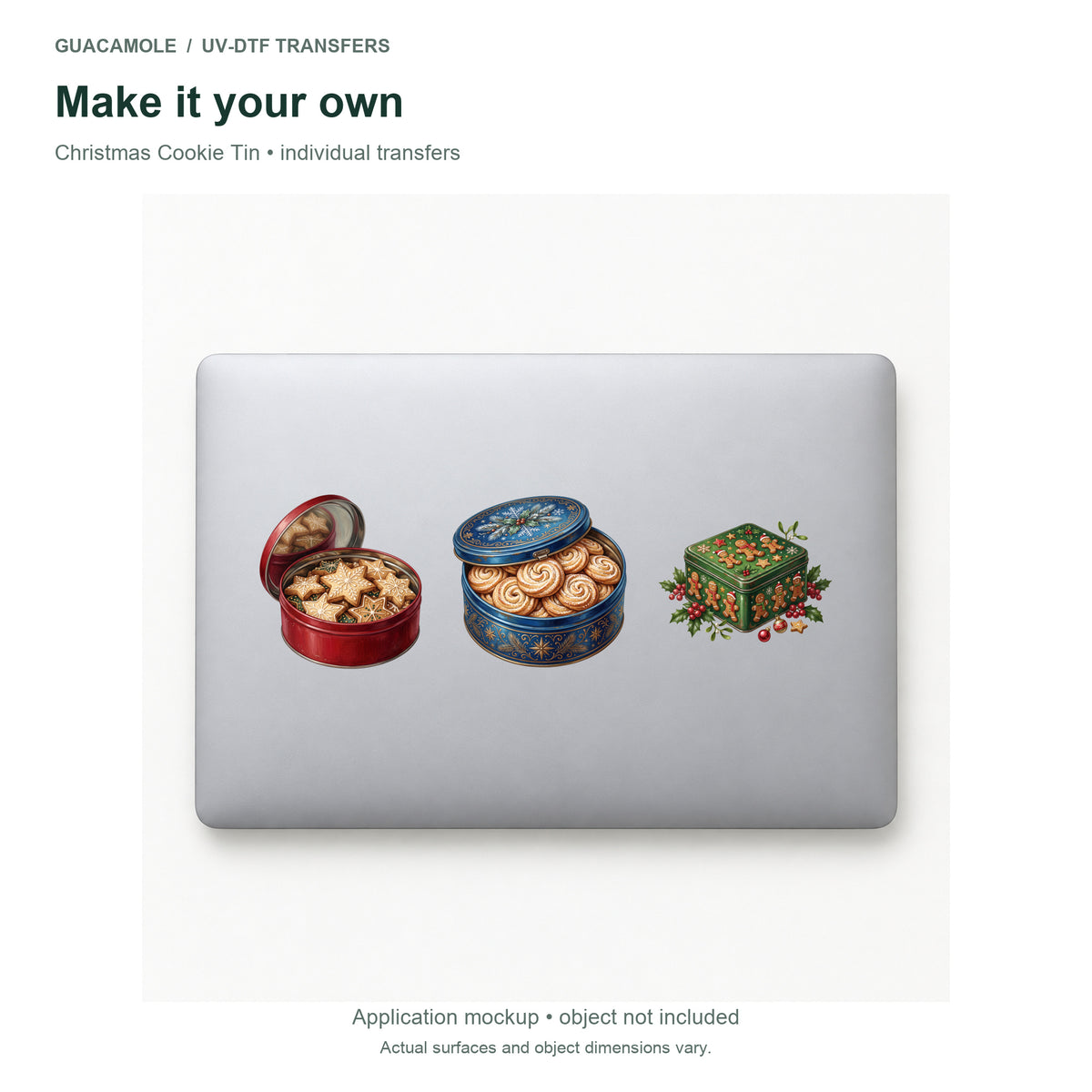 Christmas Cookie Tin — Three designs on a laptop