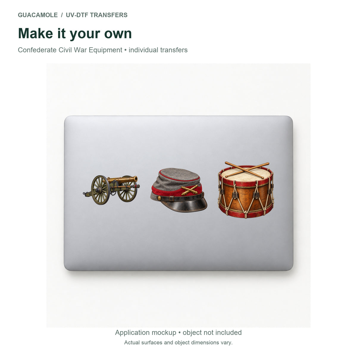 Confederate Civil War Equipment — Three designs on a laptop