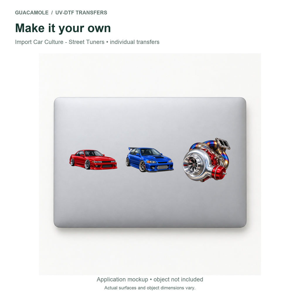 Import Car Culture - Street Tuners — Three designs on a laptop