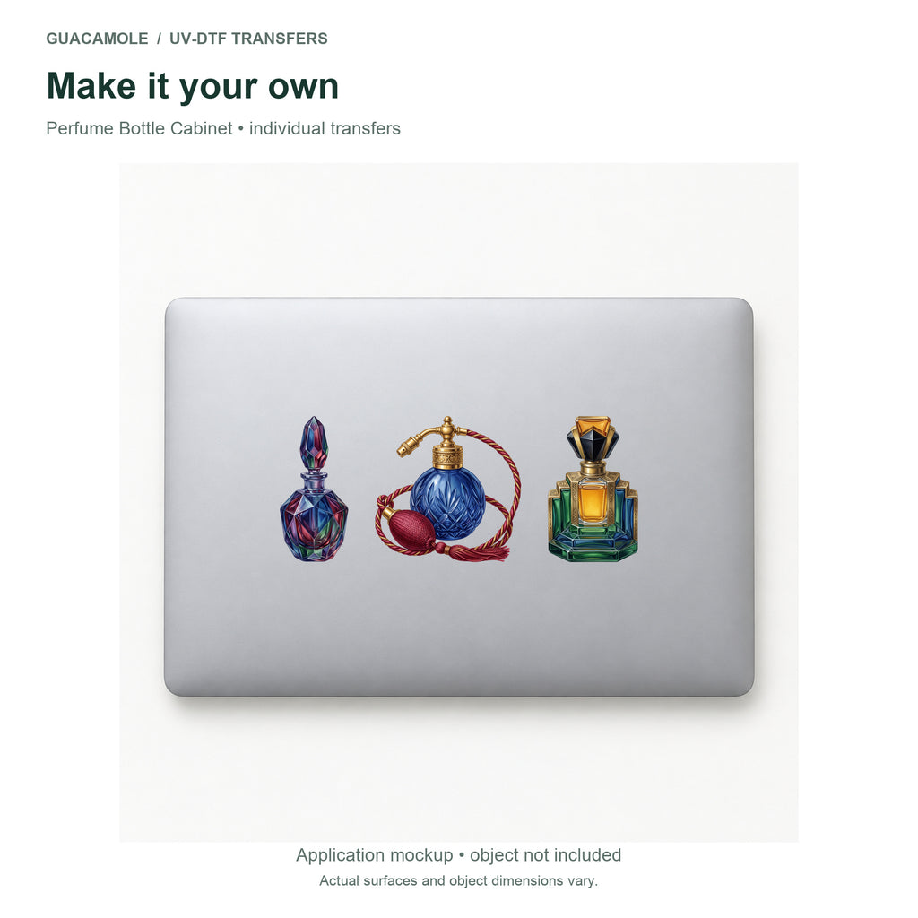 Perfume Bottle Cabinet — Three designs on a laptop