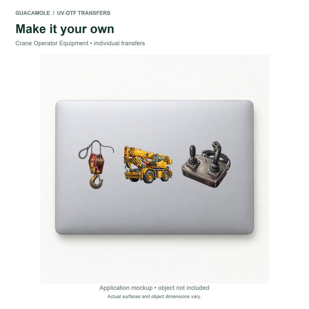Crane Operator Equipment — Three designs on a laptop