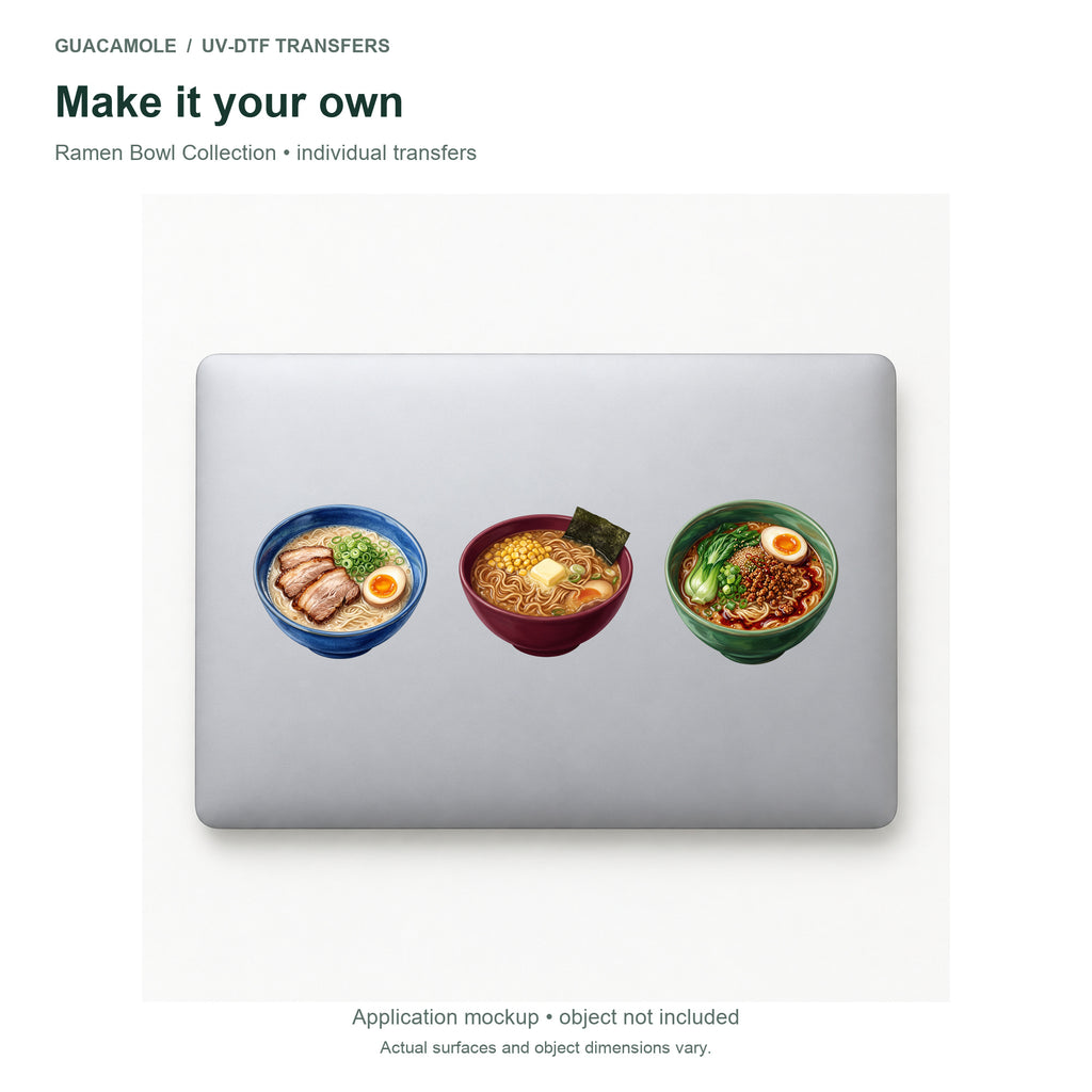 Ramen Bowl Collection — Three designs on a laptop