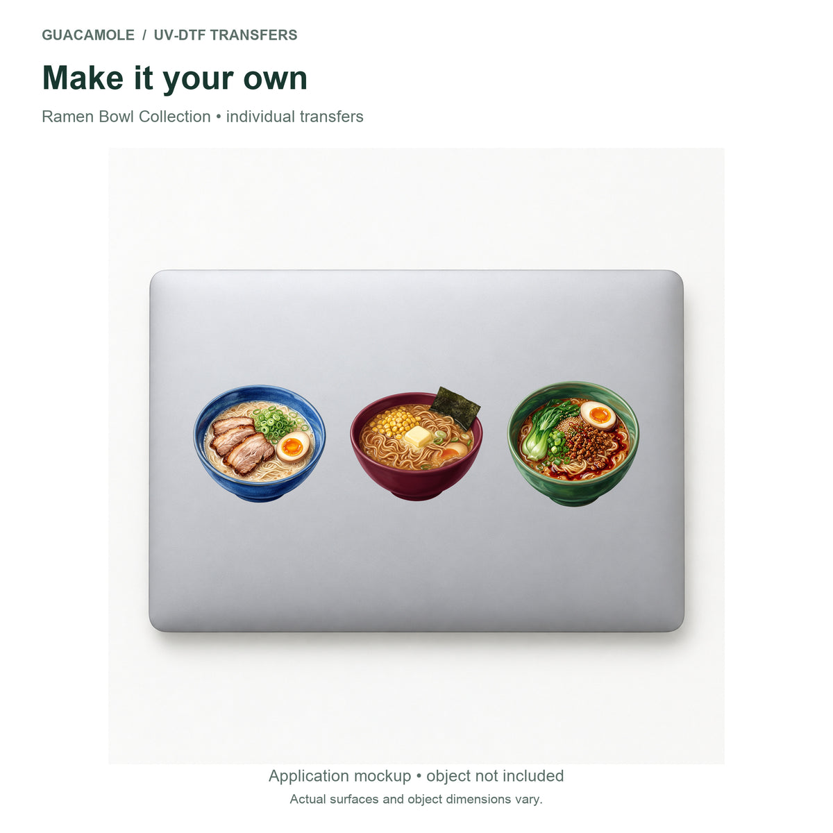 Ramen Bowl Collection — Three designs on a laptop