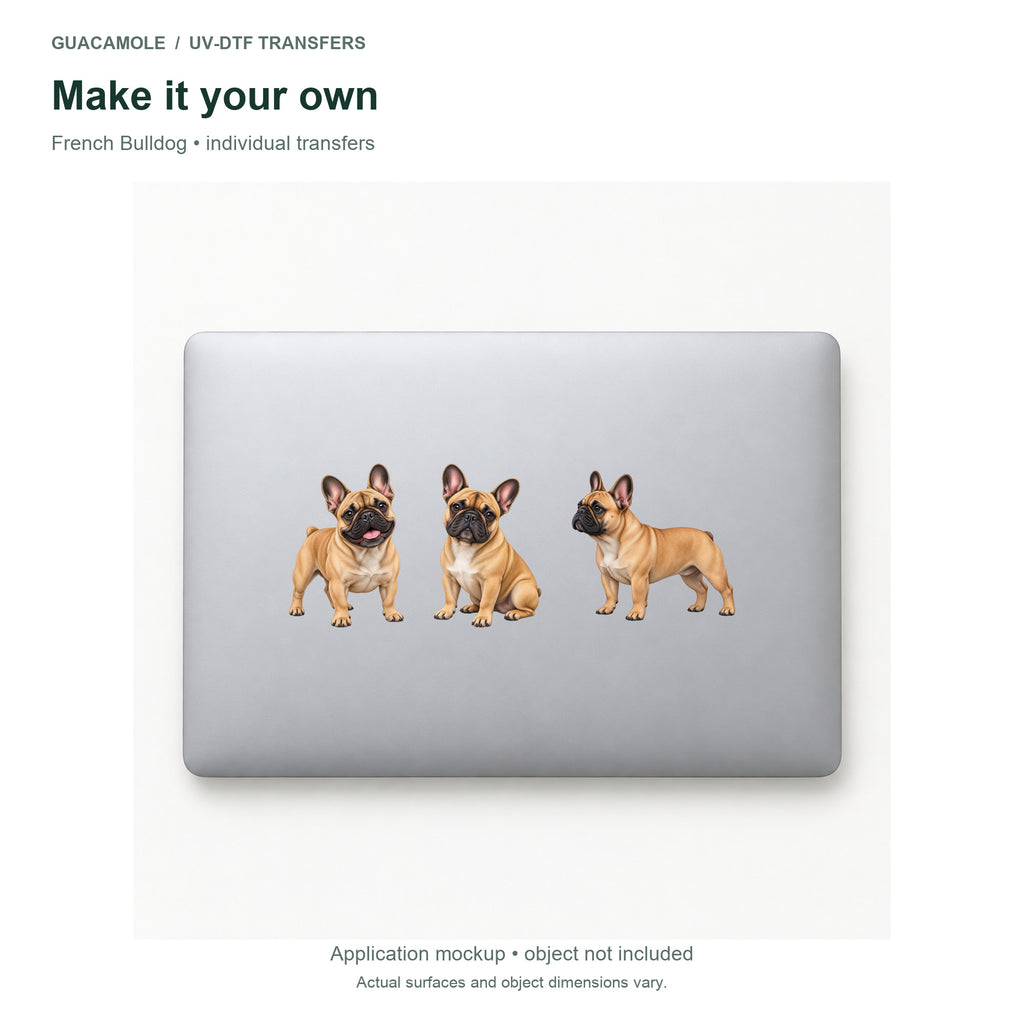 French Bulldog — Three designs on a laptop