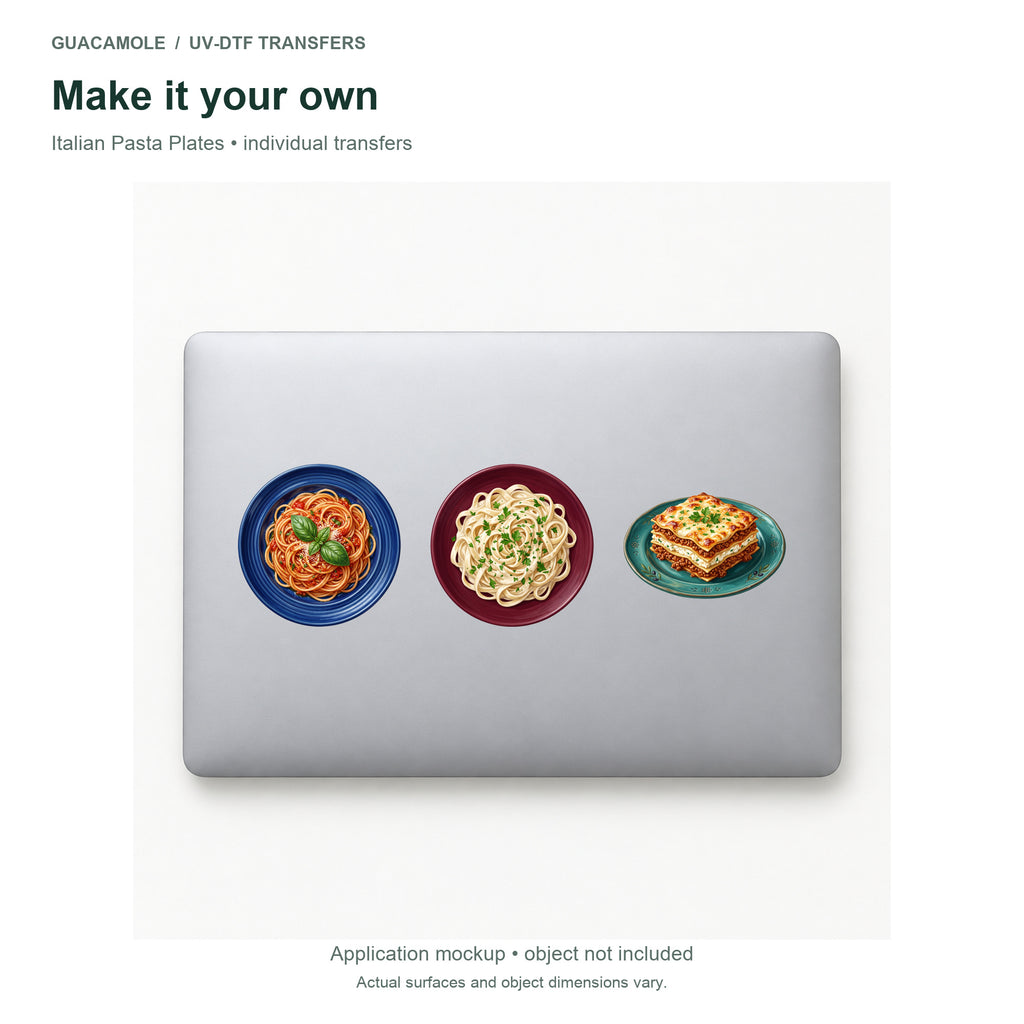 Italian Pasta Plates — Three designs on a laptop