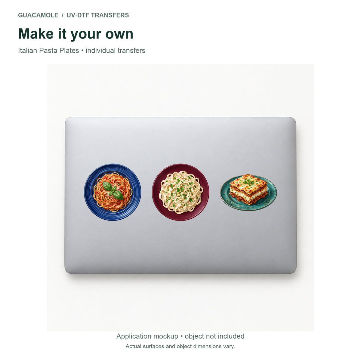 Italian Pasta Plates — Three designs on a laptop