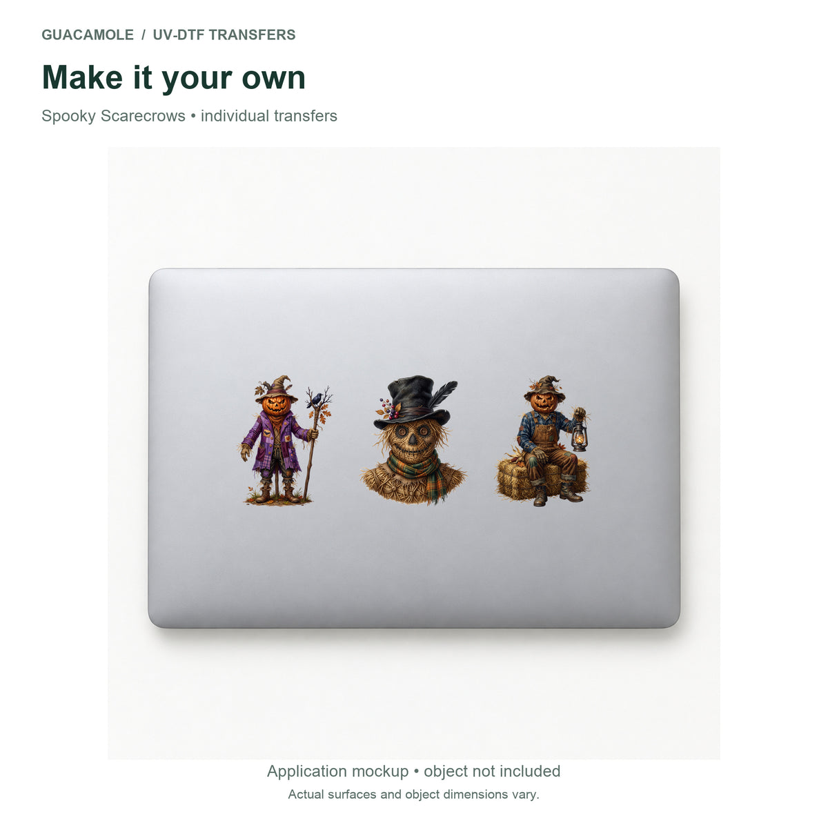 Spooky Scarecrows — Three designs on a laptop