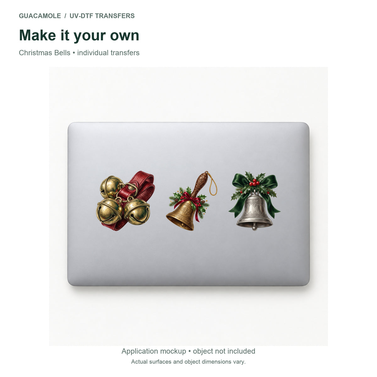 Christmas Bells — Three designs on a laptop