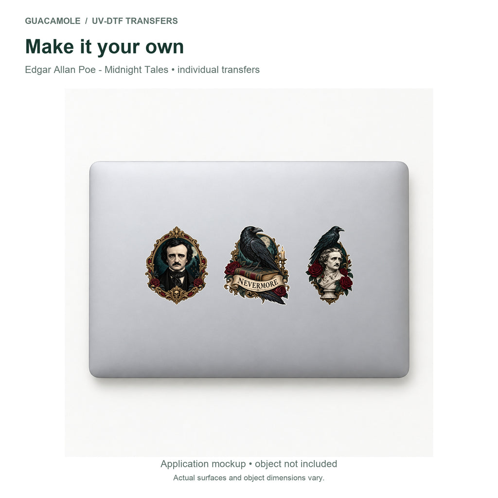 Edgar Allan Poe - Midnight Tales — Three designs on a laptop