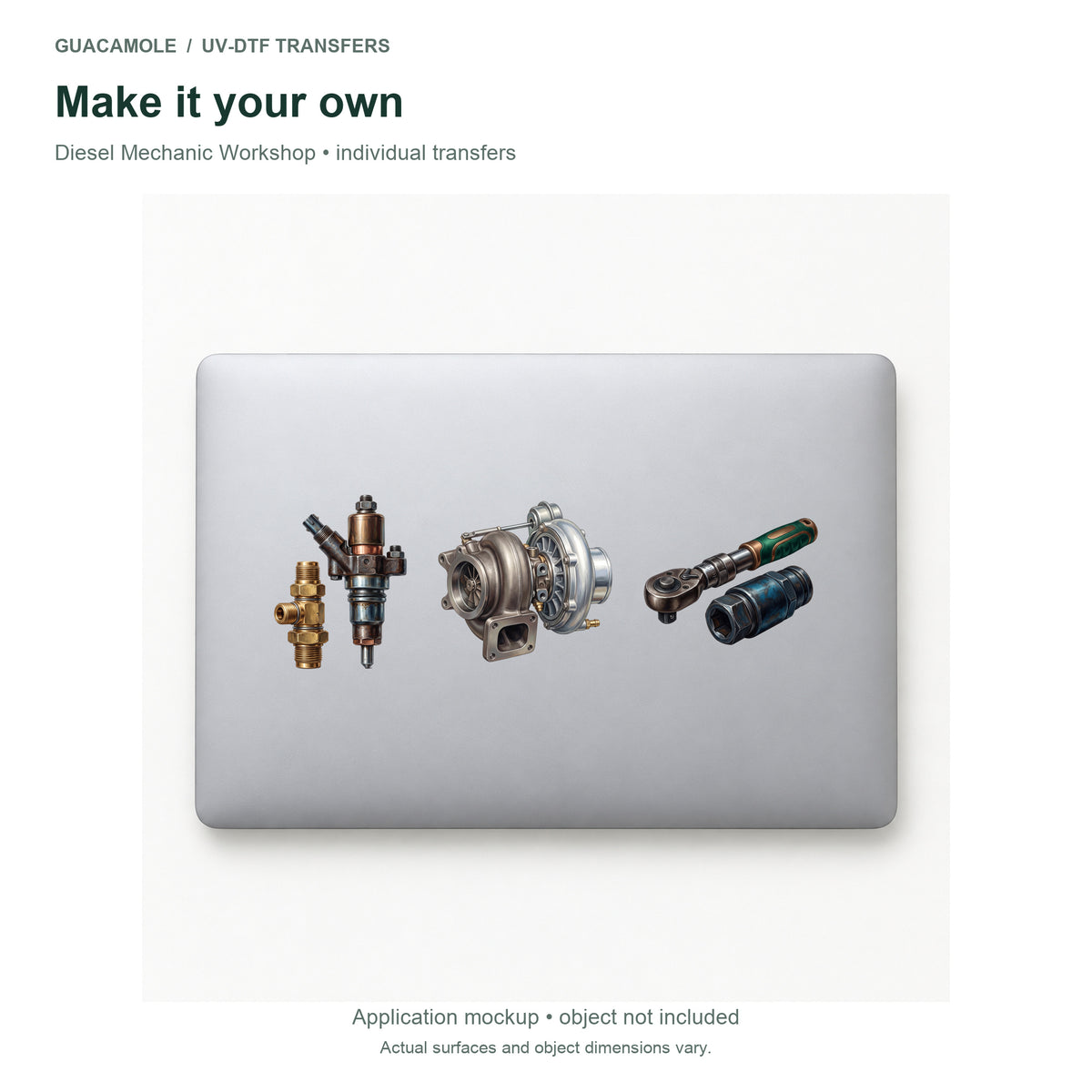 Diesel Mechanic Workshop — Three designs on a laptop