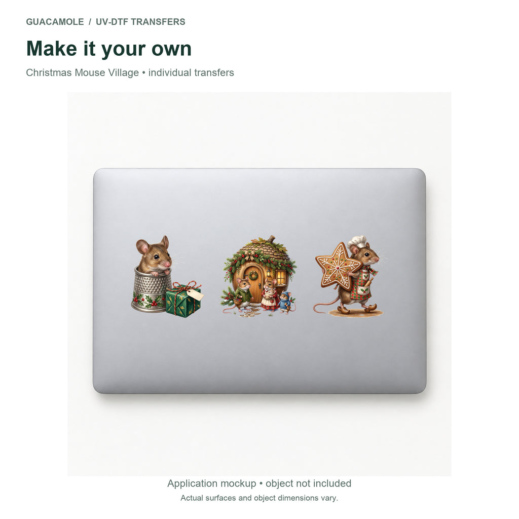 Christmas Mouse Village — Three designs on a laptop