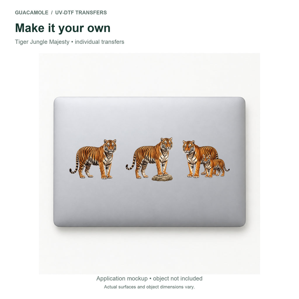 Tiger Jungle Majesty — Three designs on a laptop