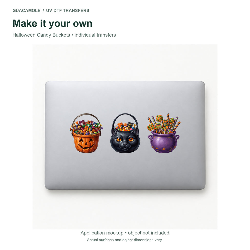 Halloween Candy Buckets — Three designs on a laptop