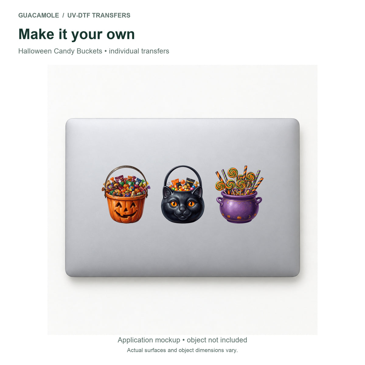 Halloween Candy Buckets — Three designs on a laptop