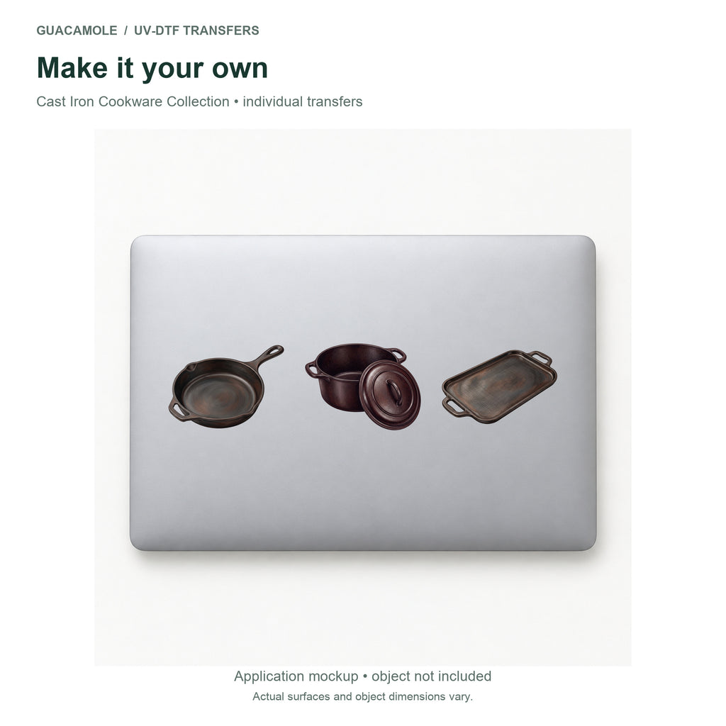 Cast Iron Cookware Collection — Three designs on a laptop
