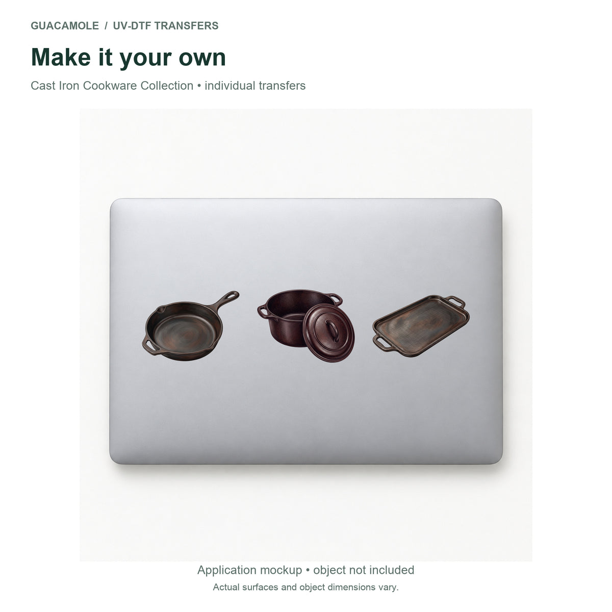 Cast Iron Cookware Collection — Three designs on a laptop