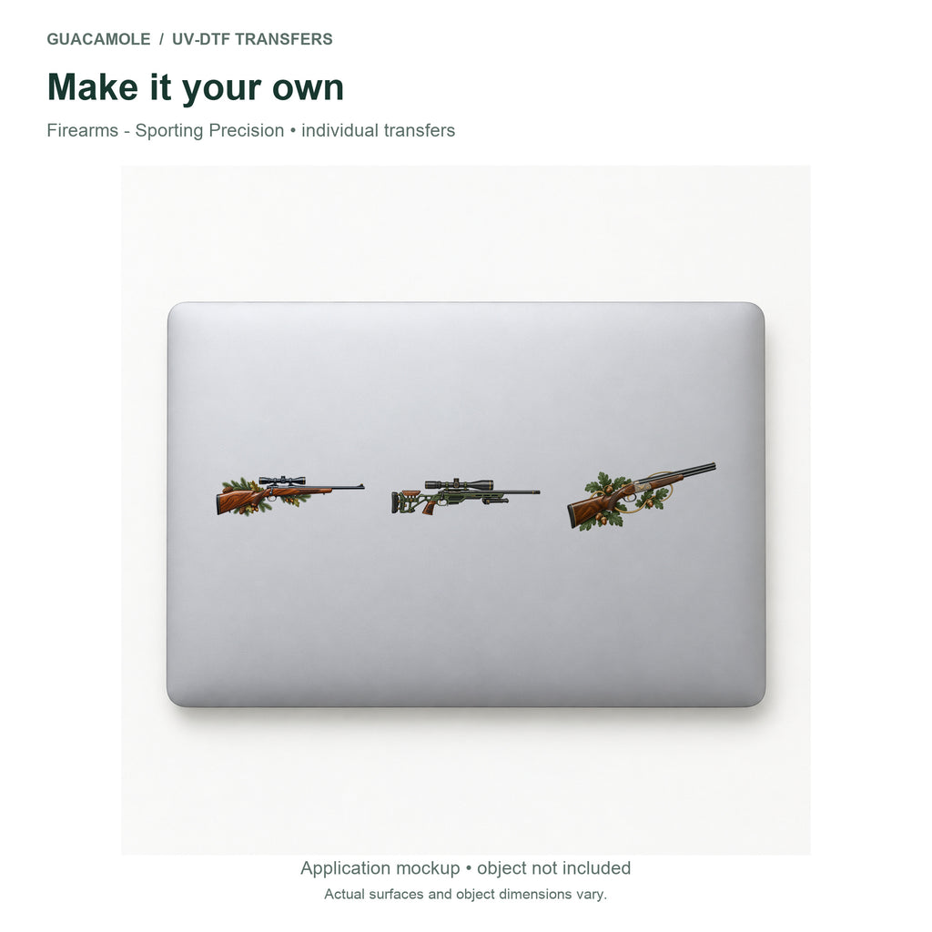 Firearms - Sporting Precision — Three designs on a laptop