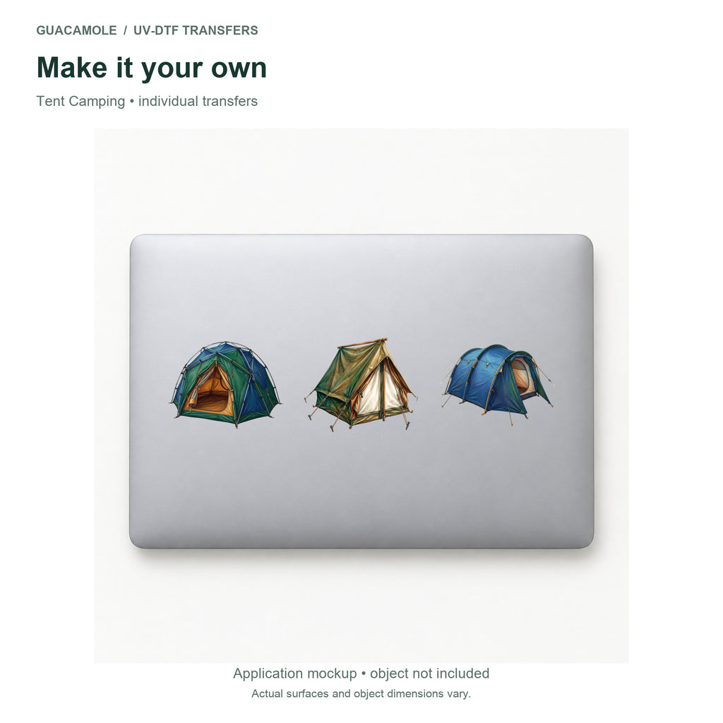 Tent Camping — Three designs on a laptop