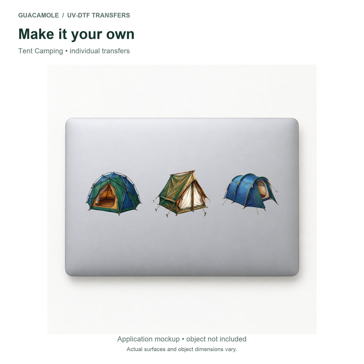 Tent Camping — Three designs on a laptop