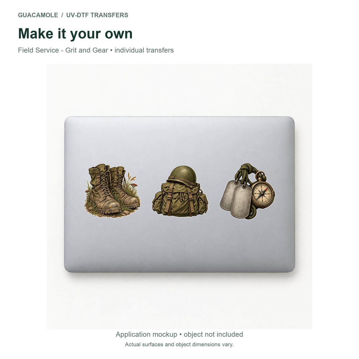 Field Service - Grit and Gear — Three designs on a laptop