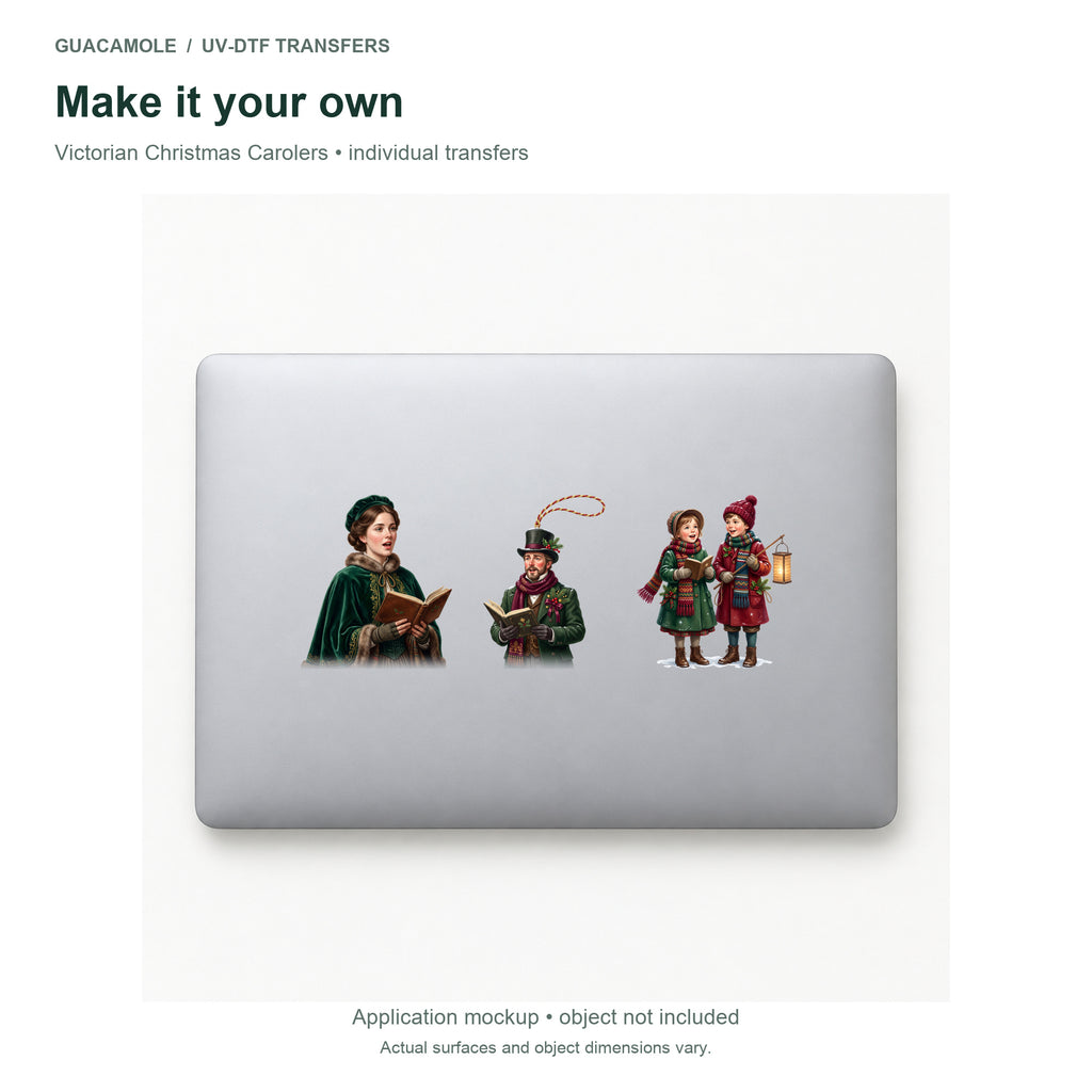 Victorian Christmas Carolers — Three designs on a laptop
