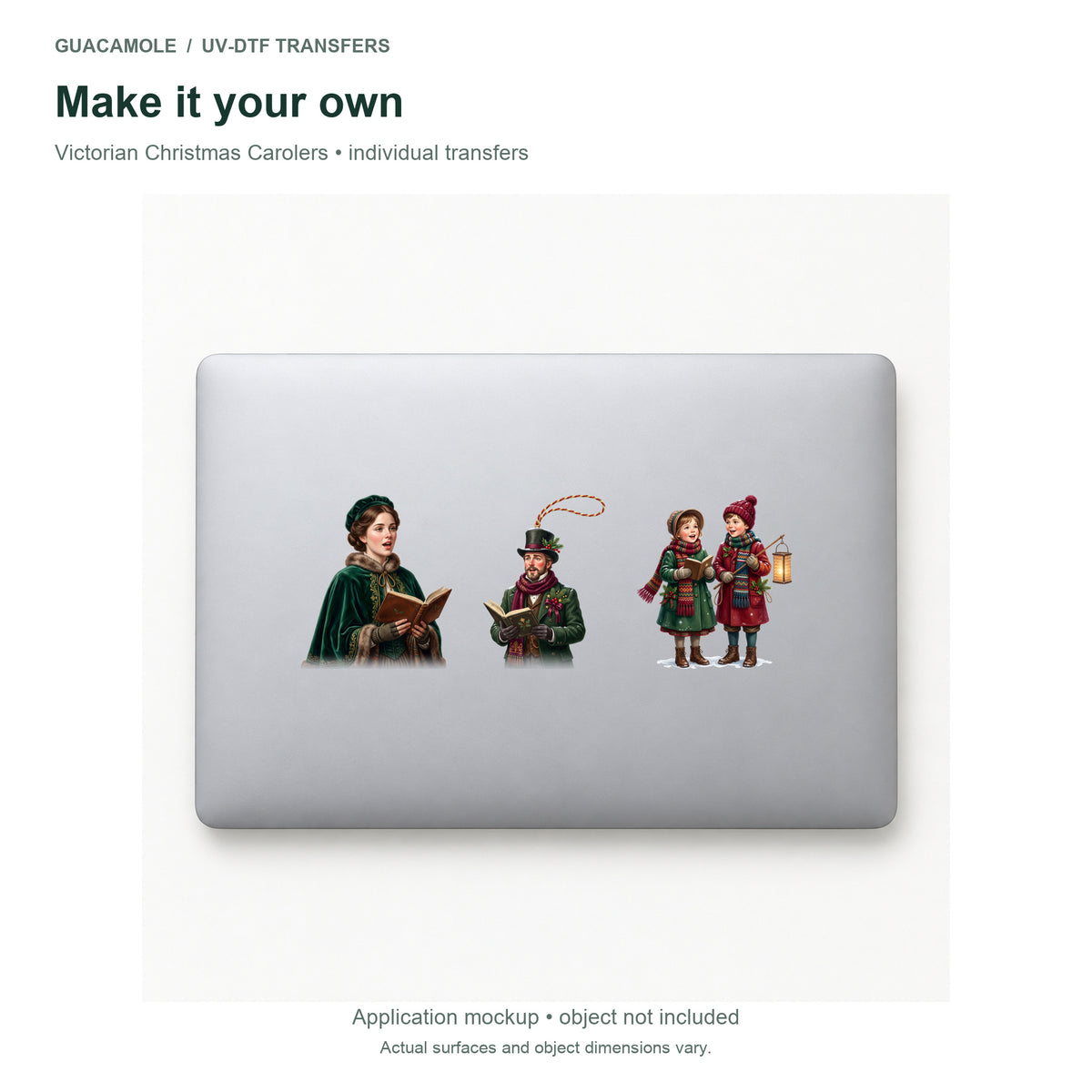 Victorian Christmas Carolers — Three designs on a laptop