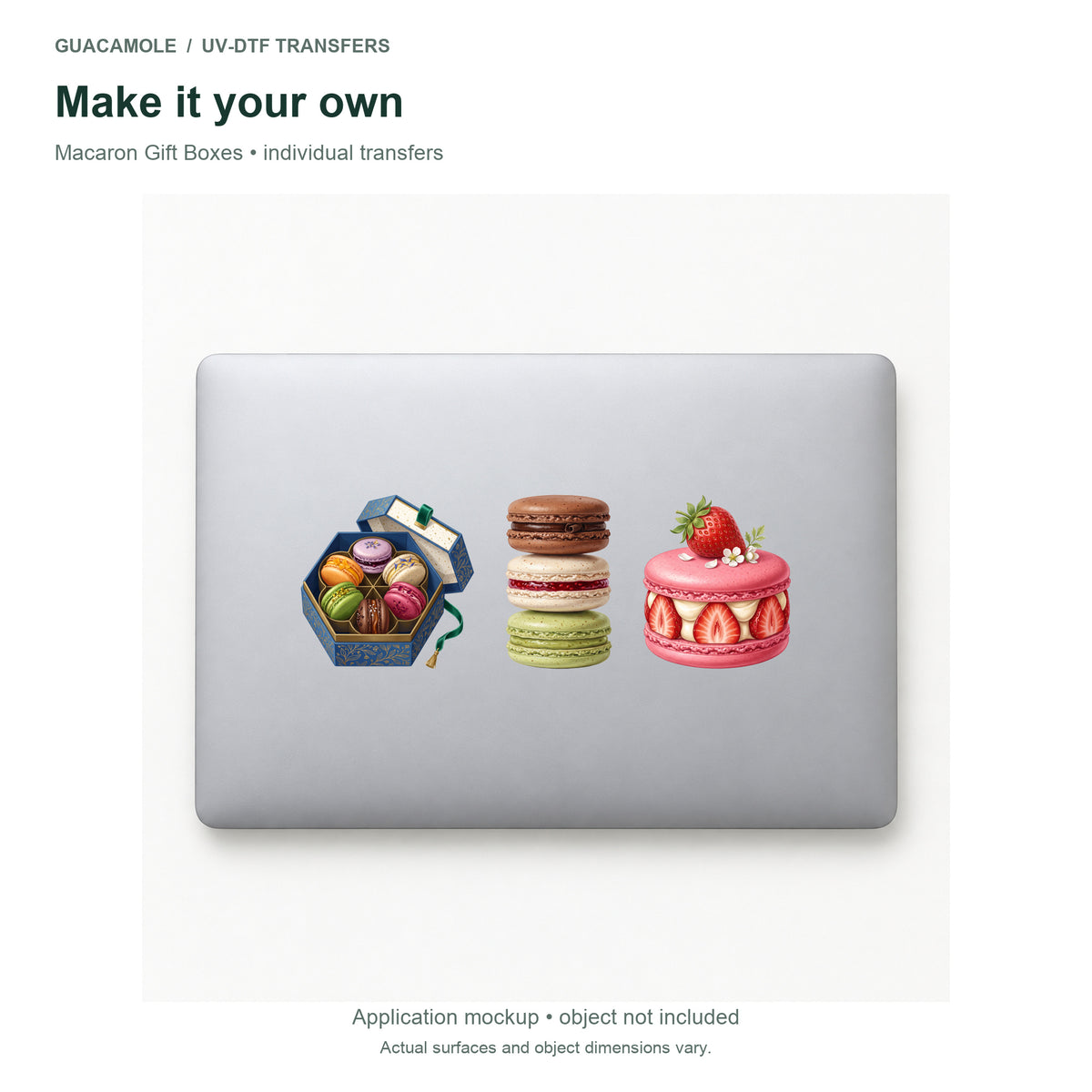 Macaron Gift Boxes — Three designs on a laptop