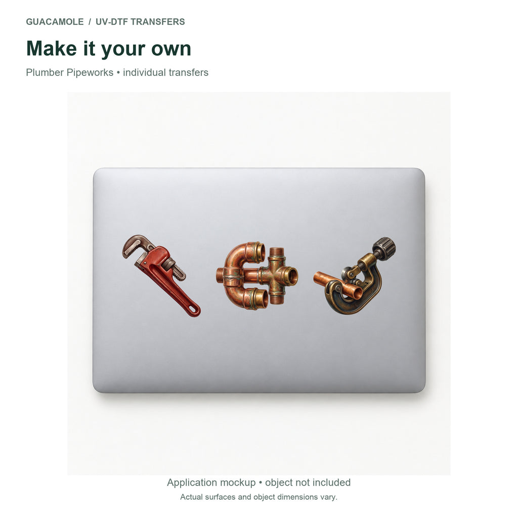 Plumber Pipeworks — Three designs on a laptop