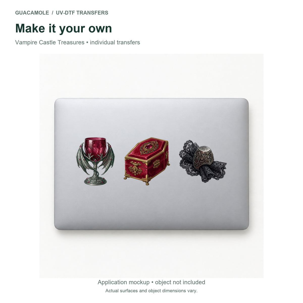 Vampire Castle Treasures — Three designs on a laptop