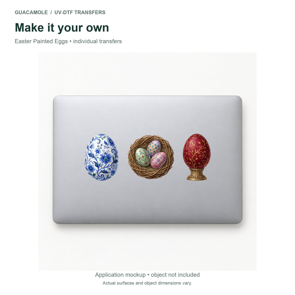 Easter Painted Eggs — Three designs on a laptop